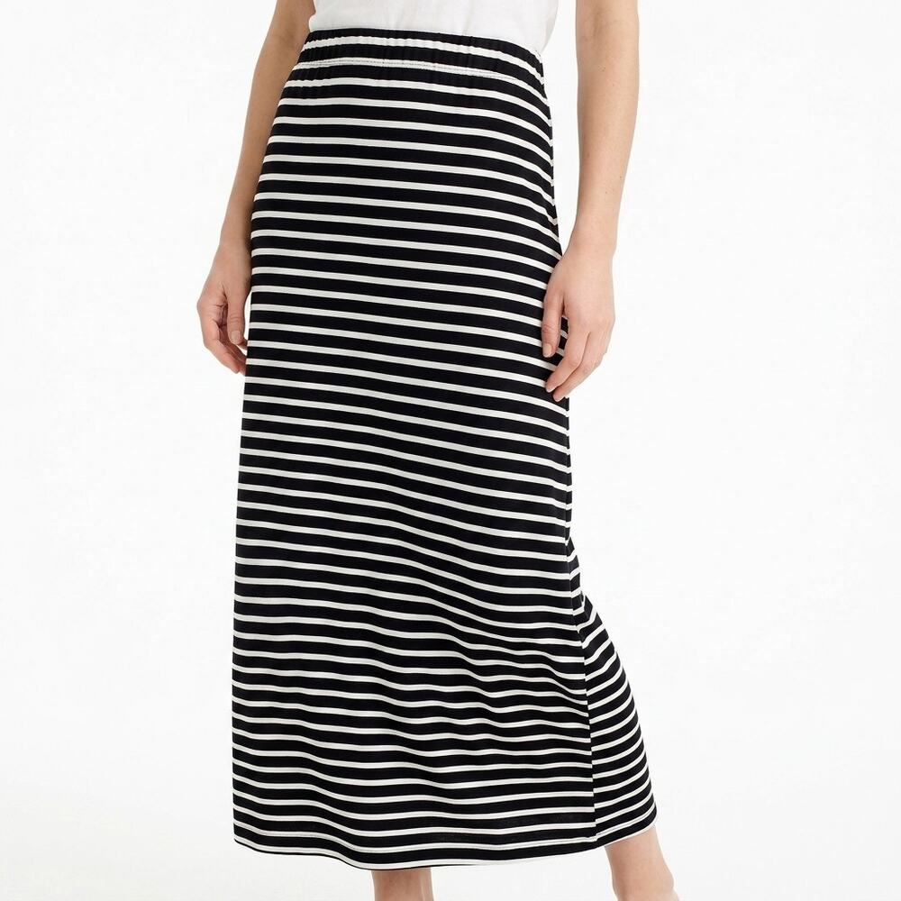 J.Crew Black Jersey Maxi Long Striped Skirt Women Size S